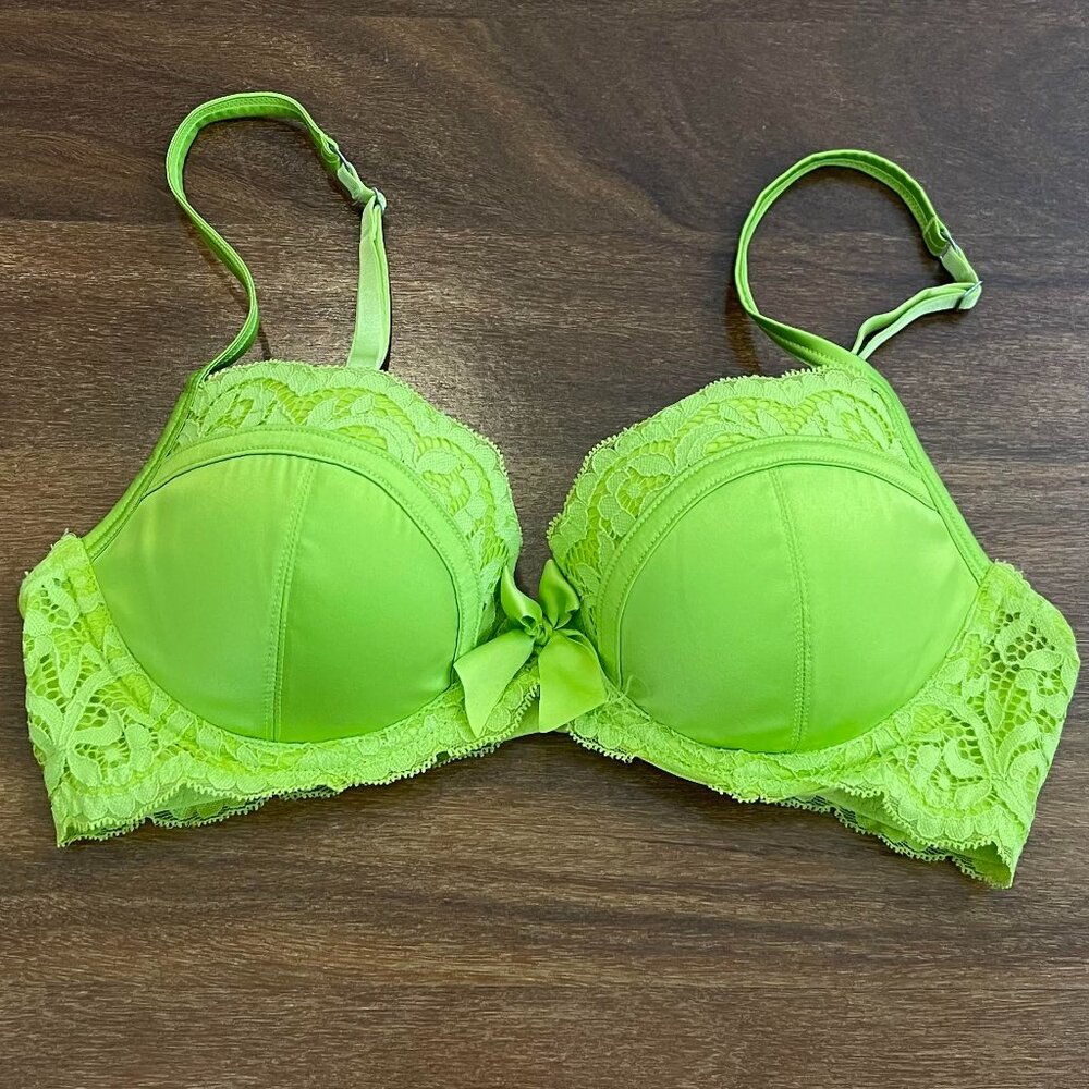 Aerie Reese Green Lace Push-Up Bra 34B
